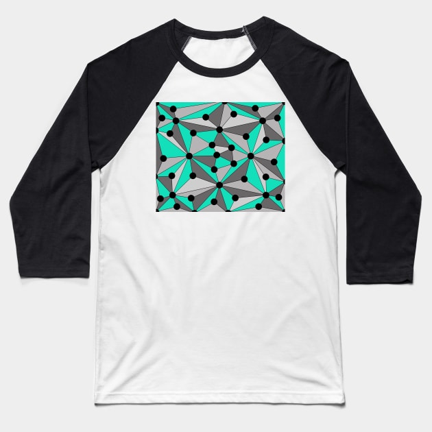 Abstract geometric pattern - gray and turkiz. Baseball T-Shirt by kerens